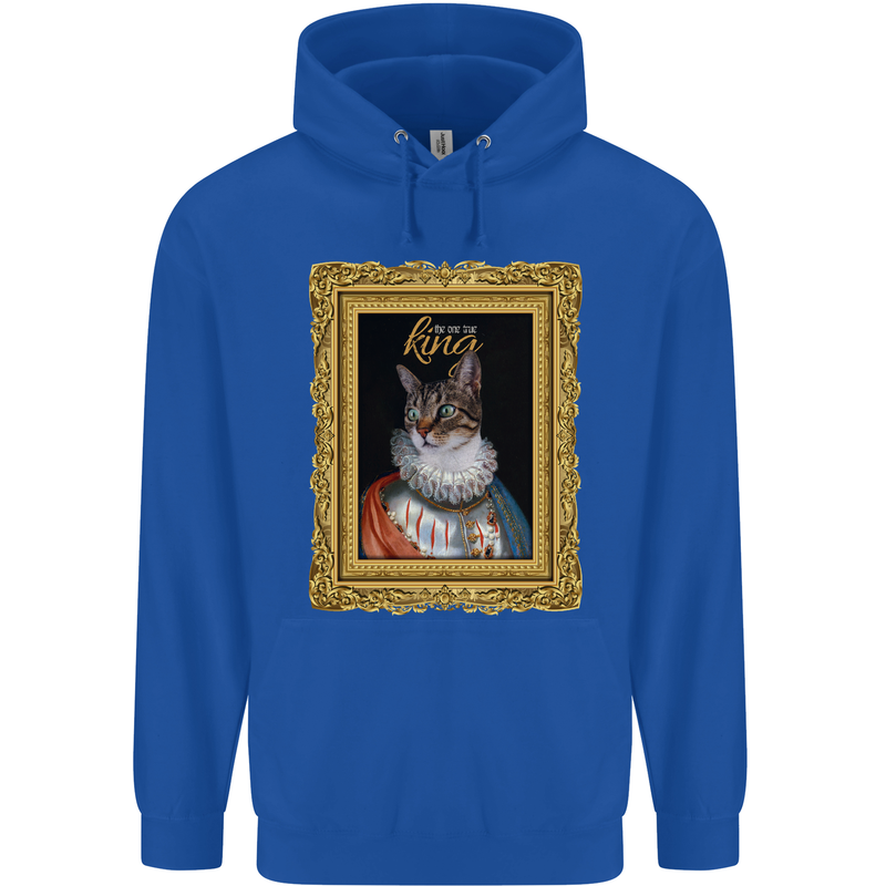 The One True Cat King Funny Childrens Kids Hoodie Royal Blue