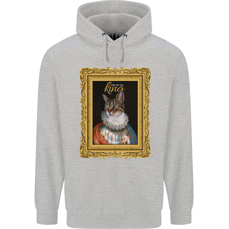 The One True Cat King Funny Childrens Kids Hoodie Sports Grey
