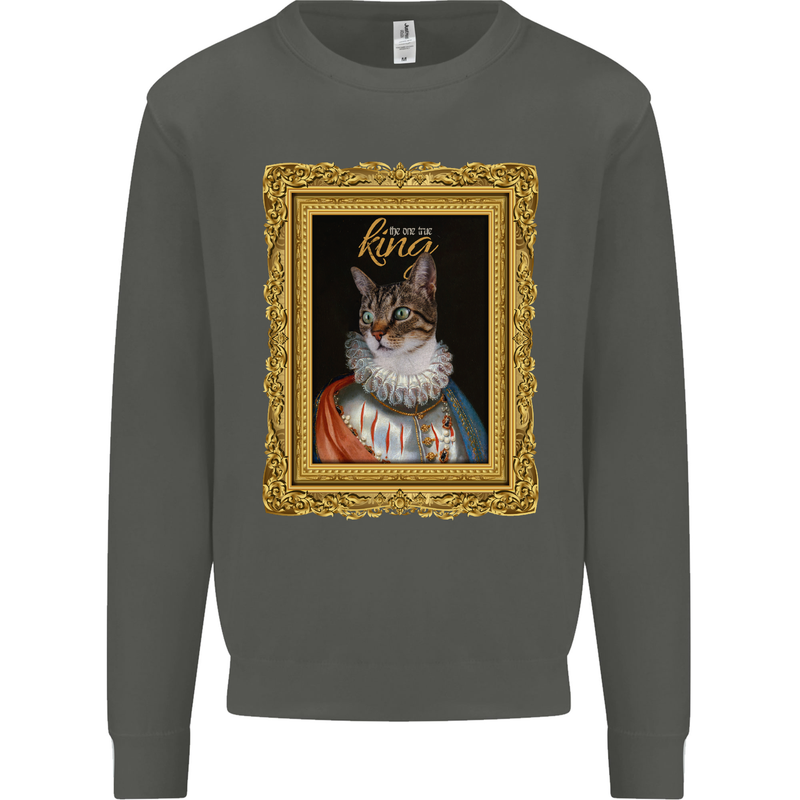 The One True Cat King Funny Kids Sweatshirt Jumper Storm Grey