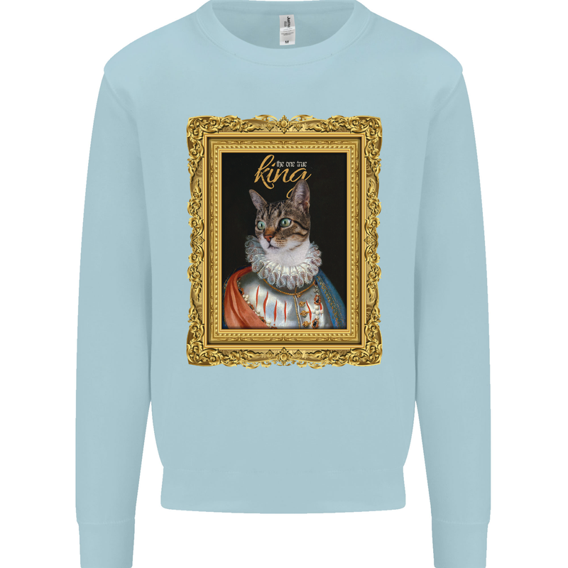 The One True Cat King Funny Mens Sweatshirt Jumper Light Blue