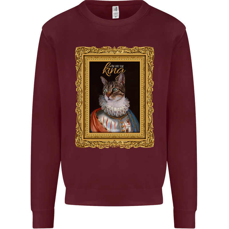 The One True Cat King Funny Mens Sweatshirt Jumper Maroon