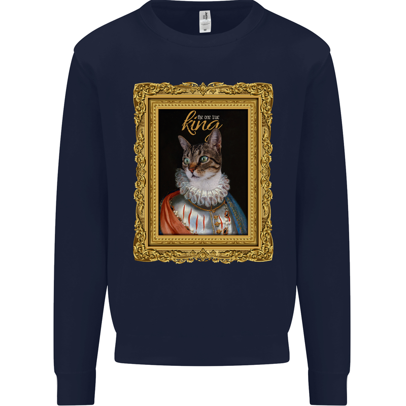 The One True Cat King Funny Mens Sweatshirt Jumper Navy Blue