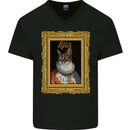 The One True Cat King Funny Mens V-Neck Cotton T-Shirt Black