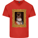 The One True Cat King Funny Mens V-Neck Cotton T-Shirt Red