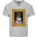 The One True Cat King Funny Mens V-Neck Cotton T-Shirt Sports Grey