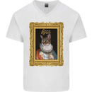 The One True Cat King Funny Mens V-Neck Cotton T-Shirt White