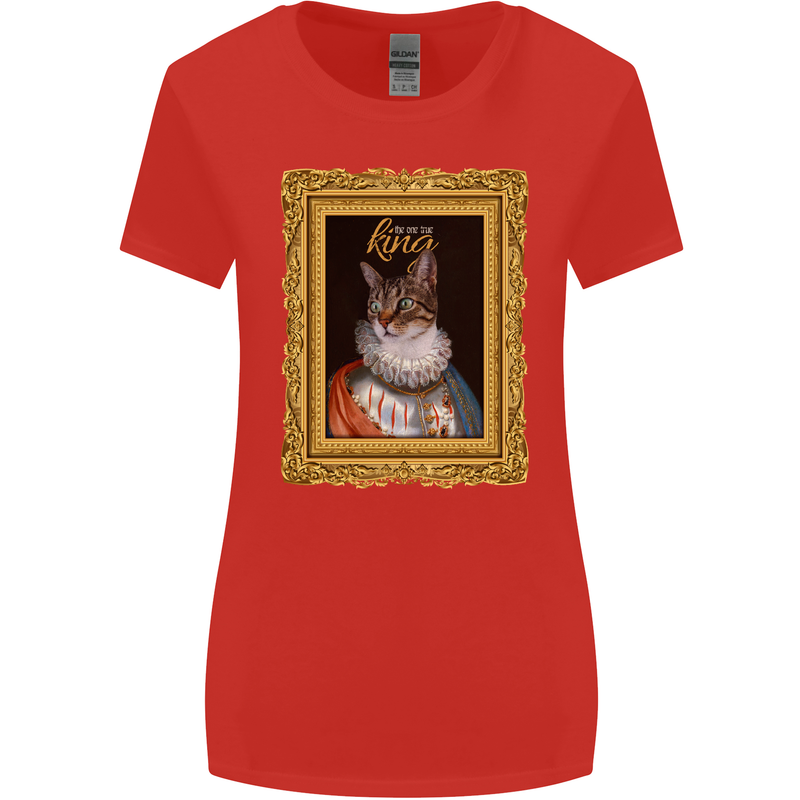 The One True Cat King Funny Womens Wider Cut T-Shirt Red