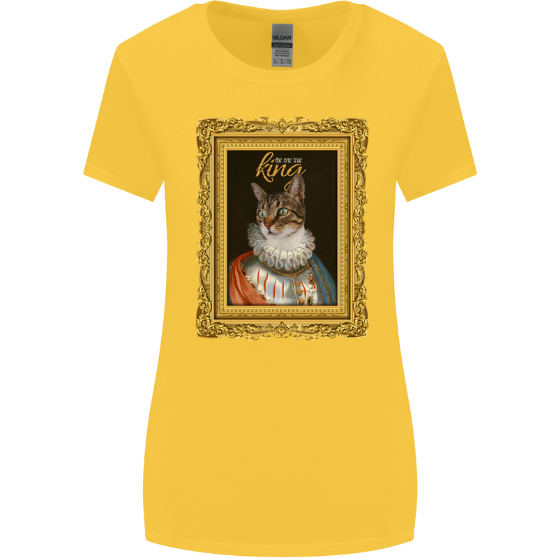 The One True Cat King Funny Womens Wider Cut T-Shirt Yellow