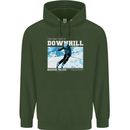 The Only Way is Downhill Skiing Ski Skier Childrens Kids Hoodie Forest Green