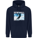 The Only Way is Downhill Skiing Ski Skier Childrens Kids Hoodie Navy Blue