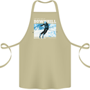 The Only Way is Downhill Skiing Ski Skier Cotton Apron 100% Organic Khaki