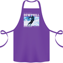 The Only Way is Downhill Skiing Ski Skier Cotton Apron 100% Organic Purple