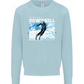 The Only Way is Downhill Skiing Ski Skier Kids Sweatshirt Jumper Light Blue