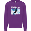 The Only Way is Downhill Skiing Ski Skier Kids Sweatshirt Jumper Purple