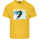 The Only Way is Downhill Skiing Ski Skier Kids T-Shirt Childrens Yellow