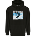The Only Way is Downhill Skiing Ski Skier Mens 80% Cotton Hoodie Black
