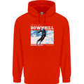 The Only Way is Downhill Skiing Ski Skier Mens 80% Cotton Hoodie Bright Red