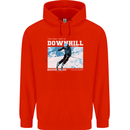 The Only Way is Downhill Skiing Ski Skier Mens 80% Cotton Hoodie Bright Red