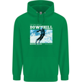 The Only Way is Downhill Skiing Ski Skier Mens 80% Cotton Hoodie Irish Green