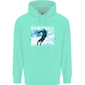 The Only Way is Downhill Skiing Ski Skier Mens 80% Cotton Hoodie Peppermint