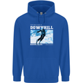 The Only Way is Downhill Skiing Ski Skier Mens 80% Cotton Hoodie Royal Blue