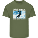 The Only Way is Downhill Skiing Ski Skier Mens Cotton T-Shirt Tee Top Military Green