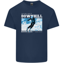 The Only Way is Downhill Skiing Ski Skier Mens Cotton T-Shirt Tee Top Navy Blue
