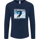 The Only Way is Downhill Skiing Ski Skier Mens Long Sleeve T-Shirt Navy Blue