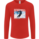 The Only Way is Downhill Skiing Ski Skier Mens Long Sleeve T-Shirt Red