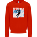 The Only Way is Downhill Skiing Ski Skier Mens Sweatshirt Jumper Bright Red