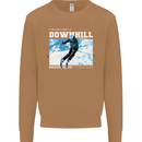 The Only Way is Downhill Skiing Ski Skier Mens Sweatshirt Jumper Caramel Latte