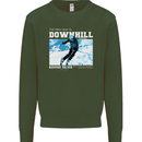 The Only Way is Downhill Skiing Ski Skier Mens Sweatshirt Jumper Forest Green