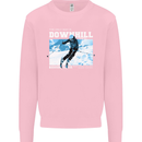 The Only Way is Downhill Skiing Ski Skier Mens Sweatshirt Jumper Light Pink