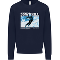 The Only Way is Downhill Skiing Ski Skier Mens Sweatshirt Jumper Navy Blue