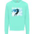 The Only Way is Downhill Skiing Ski Skier Mens Sweatshirt Jumper Peppermint