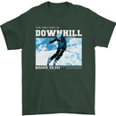 The Only Way is Downhill Skiing Ski Skier Mens T-Shirt 100% Cotton Forest Green