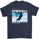 The Only Way is Downhill Skiing Ski Skier Mens T-Shirt 100% Cotton Navy Blue