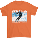 The Only Way is Downhill Skiing Ski Skier Mens T-Shirt 100% Cotton Orange