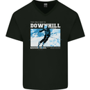 The Only Way is Downhill Skiing Ski Skier Mens V-Neck Cotton T-Shirt Black