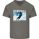 The Only Way is Downhill Skiing Ski Skier Mens V-Neck Cotton T-Shirt Charcoal