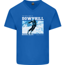 The Only Way is Downhill Skiing Ski Skier Mens V-Neck Cotton T-Shirt Royal Blue
