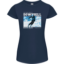 The Only Way is Downhill Skiing Ski Skier Womens Petite Cut T-Shirt Navy Blue