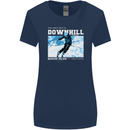 The Only Way is Downhill Skiing Ski Skier Womens Wider Cut T-Shirt Navy Blue
