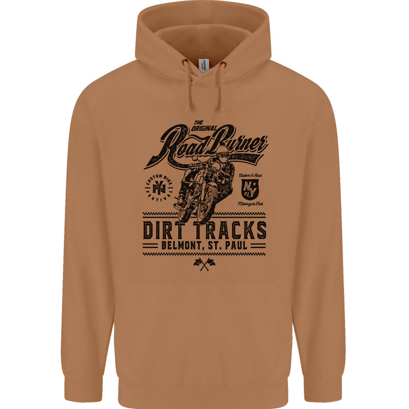 The Original Road Burner Biker Motorcycle Mens 80% Cotton Hoodie Caramel Latte