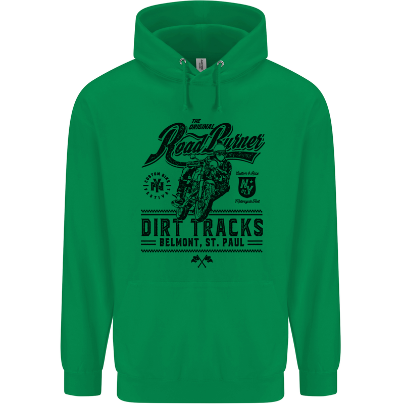 The Original Road Burner Biker Motorcycle Mens 80% Cotton Hoodie Irish Green