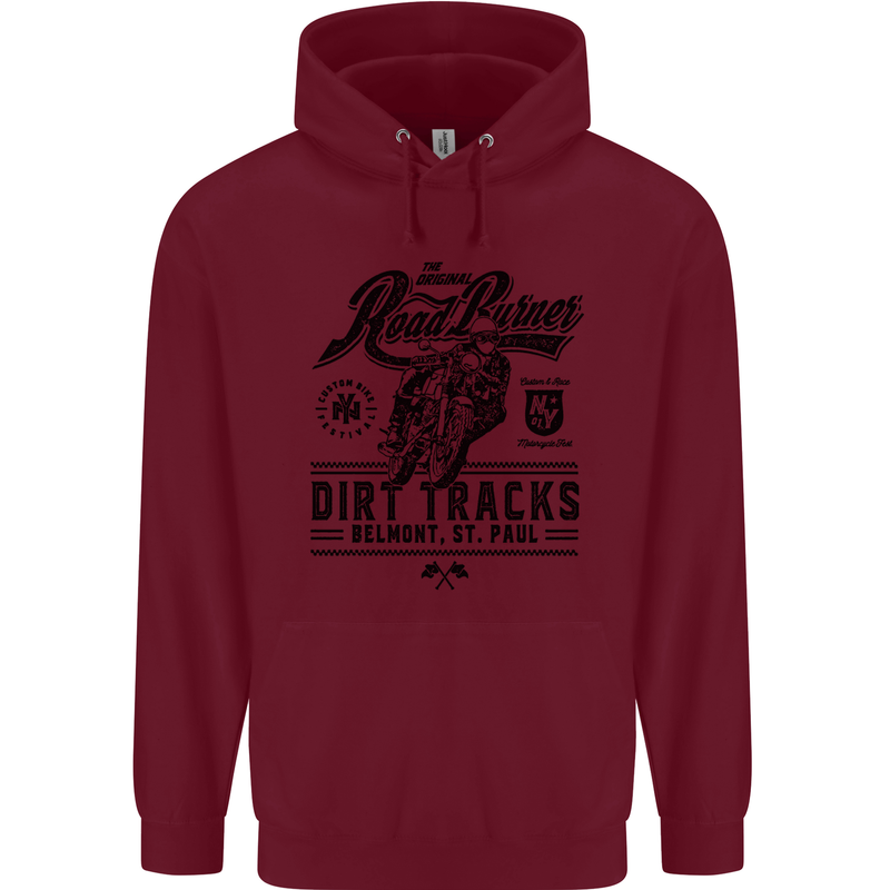 The Original Road Burner Biker Motorcycle Mens 80% Cotton Hoodie Maroon