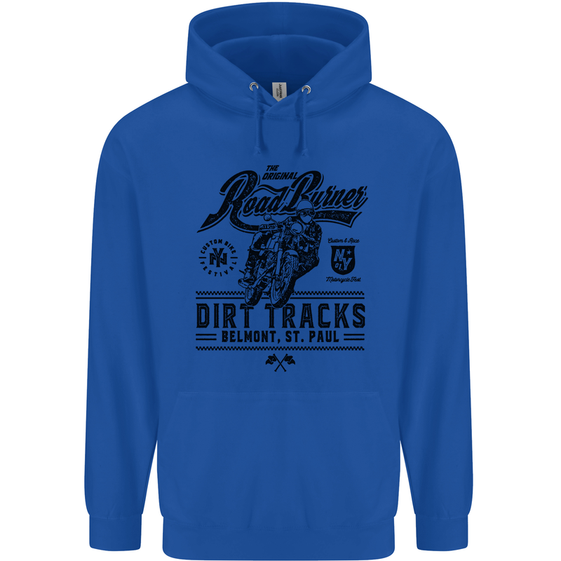 The Original Road Burner Biker Motorcycle Mens 80% Cotton Hoodie Royal Blue
