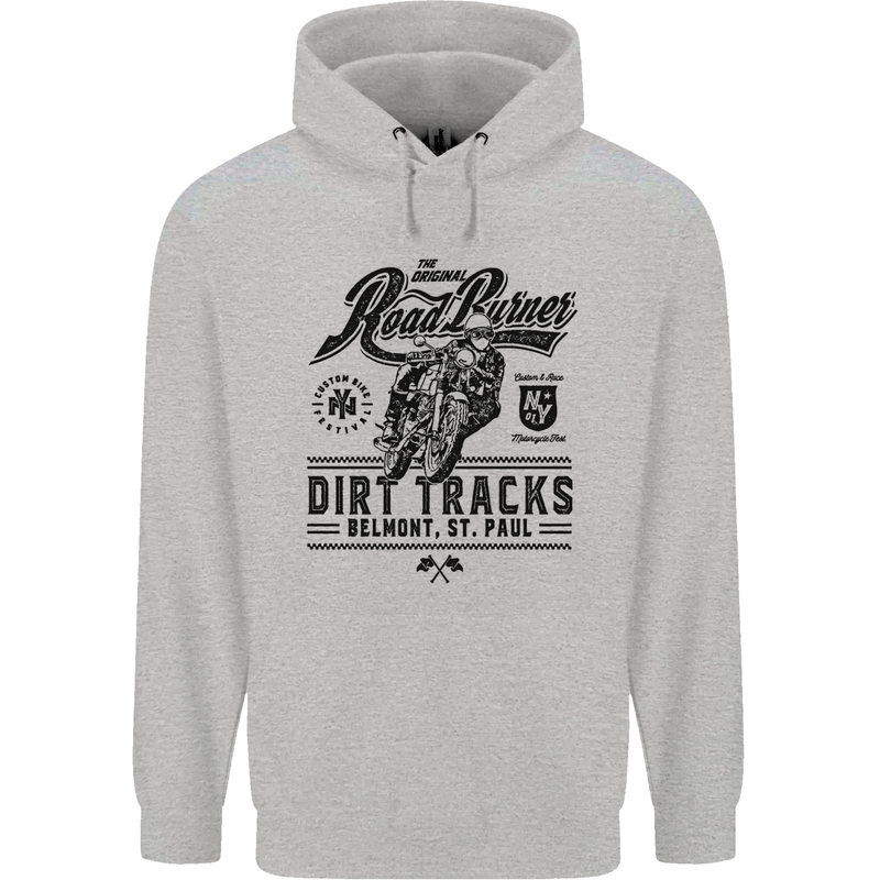 The Original Road Burner Biker Motorcycle Mens 80% Cotton Hoodie Sports Grey