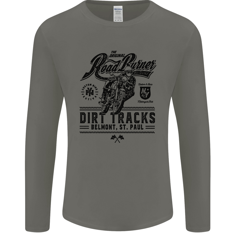 The Original Road Burner Biker Motorcycle Mens Long Sleeve T-Shirt Charcoal