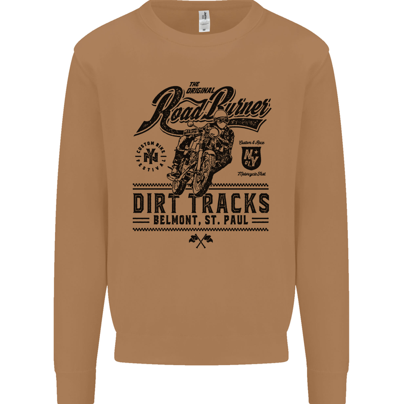 The Original Road Burner Biker Motorcycle Mens Sweatshirt Jumper Caramel Latte